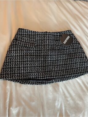 BABYBOO Tabitha Mini Skirt in Black & White Tweed NWT